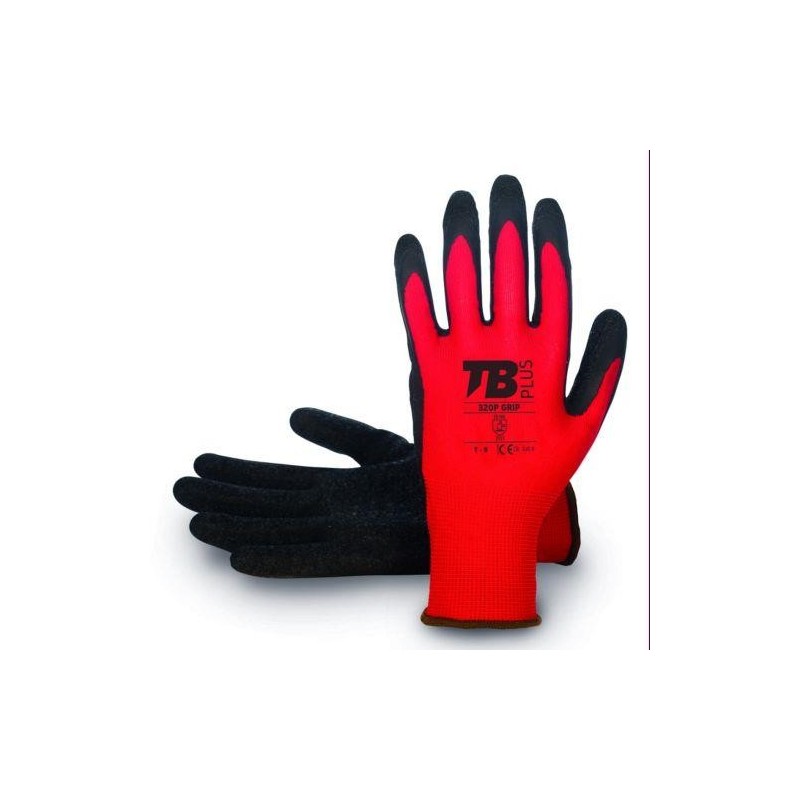 GUANTE POLIESTER ROJO S/COSTURAS 320P GRIP-9