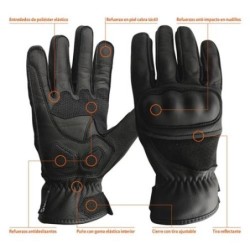 GUANTE MOTORISTA PIEL FLOR ANTI-IMPACTO TACTIL T10