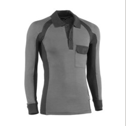 POLO PIQUE MANGA LARGA FLEX GRIS/NEGRO 671-L