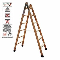 ESCALERA MADERA DOBLE 6-PELDAÑOS CON TACO D6T
