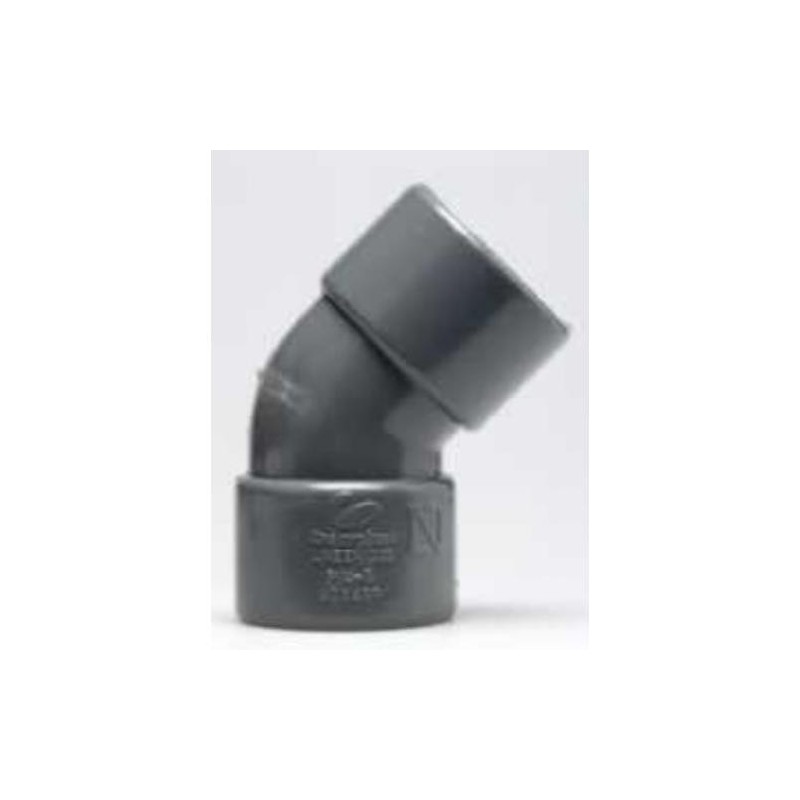 ENLACE CODO 45   HEMBRA PVC EVACUACION 40 MM