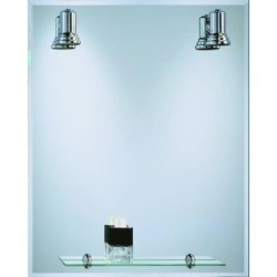 ESPEJO BATHSTAGE BISEL MURAL 60X75 C/FOCOS+ESTANTE