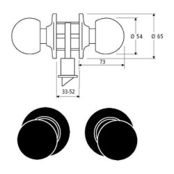 POMO BOLA 3905 UO CROMO MATE TESA