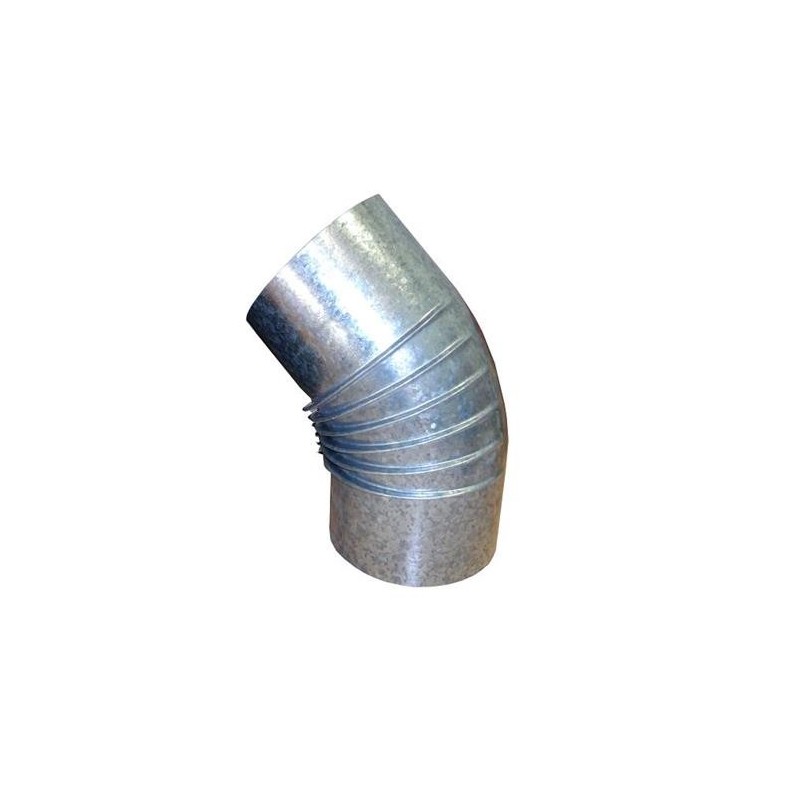 CODO RIZADO GALVANIZADO 0.8 MM. 45   150 MM.