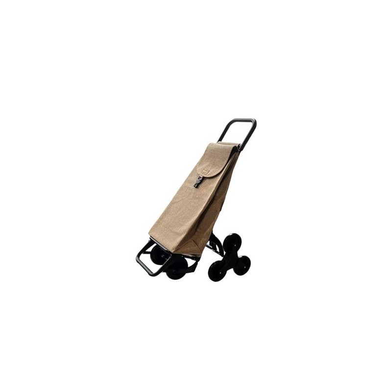 CARRO COMPRA 55L SUBE ESCALERA RAFIA BEIGE C-507