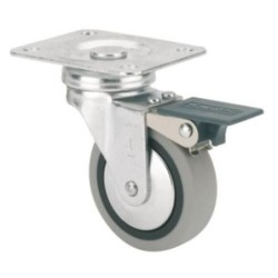 RUEDA GIRATORIA GOMA D60 CON FRENO 1-0549