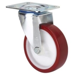 RUEDA POLIURETANO ROJA GIRATORIA 125 MM. 2-2357