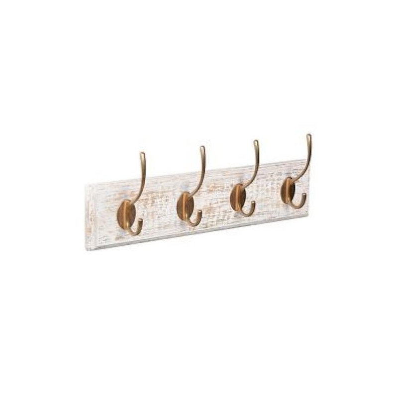 PERCHA PARED MAD.BCO. DESGASTADO 4 GANCHO ORO INCA