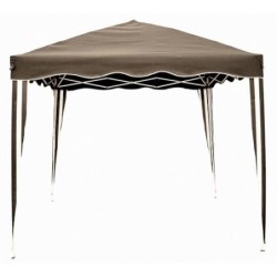 GAZEBO PLEGABLE 3X3M - ACERO BLANCO Y LONA TAUPE