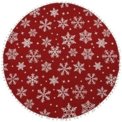 ALFOMBRA REDONDA ROJA CON MOTIVO NAVIDEÑOS
