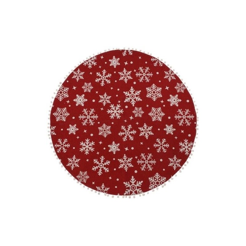 ALFOMBRA REDONDA ROJA CON MOTIVO NAVIDEÑOS