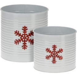 SET 2 MACETEROS METALICOS BLANCO AZ3000220