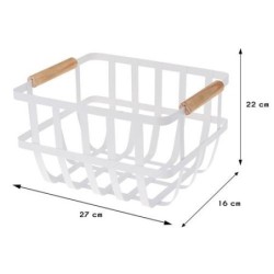 CESTA METAL BLANCA 2 ASAS COLOR MADERA 170455860