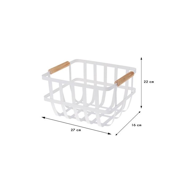 CESTA METAL BLANCA 2 ASAS COLOR MADERA 170455860