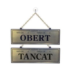 PLACA TANCAT-OBERT CON HORARIO 114 DORADO