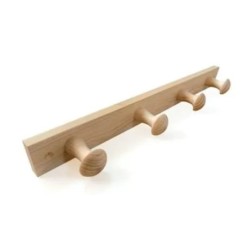 COLGADOR MADERA DE PINO 4 POMOS MIEL