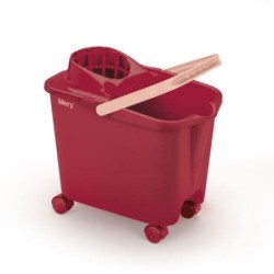 CUBO CON RUEDAS+ESCURRIDOR 14LITROS ROJO 32534