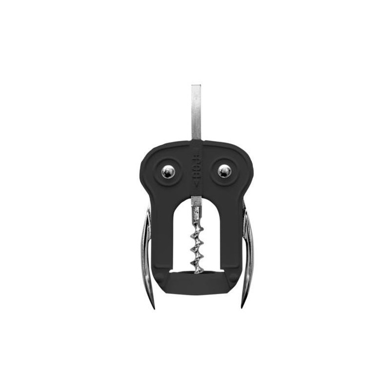 SACACORCHOS DOBLE PALANCA BUHO NEGRO+CORTACAPSULAS