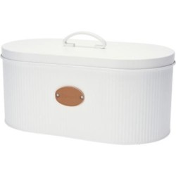 PANERA METALICA BLANCA CON ETIQUETA CUERO