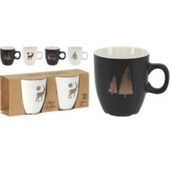 SET 2 TAZAS CERAMICA 150ML DISEÑO DECORATIVO