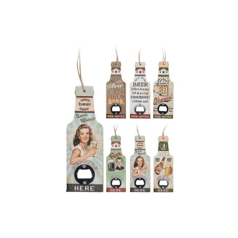 ABRE BOTELLAS CHAPAS DECORADO 20X7X0,9 CM.