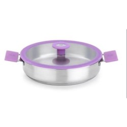 RUSTIDERA CON TAPA CRISTAL 24 CM. LILA STEEL