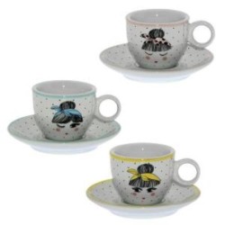 SET 6 TAZAS CAFE CON PLATO PORCELANA 09107