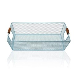 CESTA AZUL METAL 35X25X8CM. 15619960