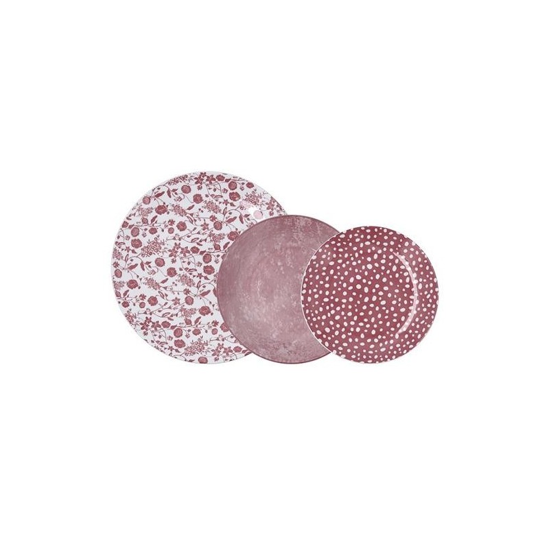 VAJILLA PORCELANA 12PZ AQUILEA ROSA BID