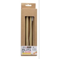 SET 4 PAJITAS REUTILIZABLES BAMBU KV7271