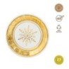 PLATO REDONDO CARTON 23CM BLANCO Y ORO 6UDS 7673
