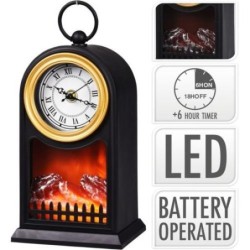 FAROL CHIMENEA HOGAR CON RELOJ NEGRO 26CM