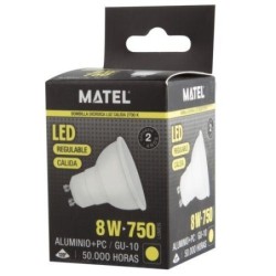 BOMBILLA LED DICROICA 120   REGUL. GU10 8W CALIDA