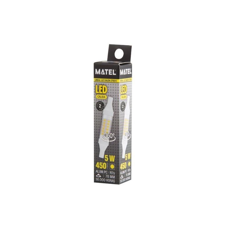 BOMBILLA LED LINEAL 78MM R7S 5 WATIOS 360   CALIDA