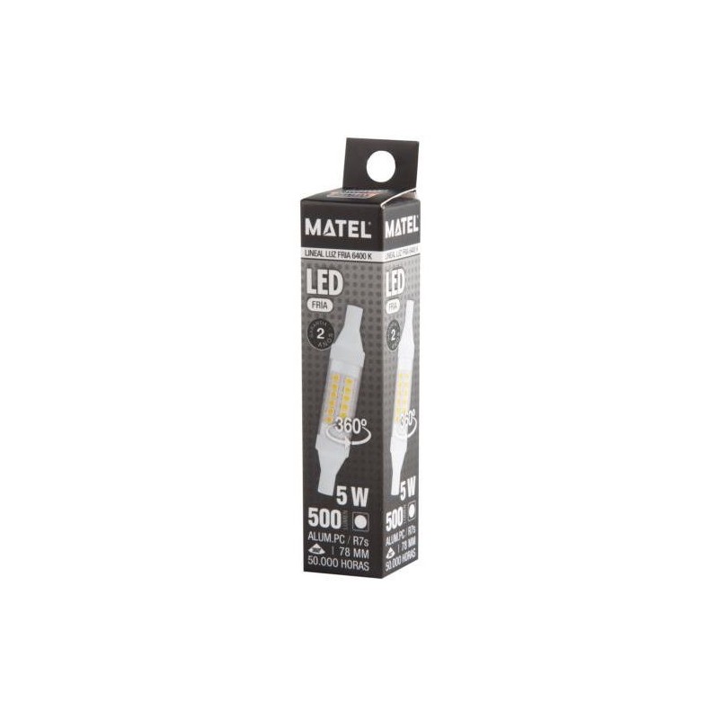 BOMBILLA LED LINEAL 78MM R7S 5 WATIOS 360   FRIA