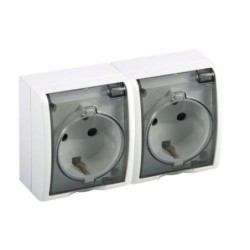 BASE ENCHUFE DOBLE BCO. AQUARIUS ESTANCO FAQ45930