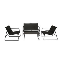 SET JARDIN 4 PLAZAS MARAJO ACERO Y TEXALINE GRIS