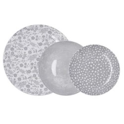 VAJILLA PORCELANA 12PZ AQUILEA GRIS BID