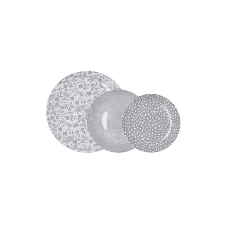 VAJILLA PORCELANA 12PZ AQUILEA GRIS BID