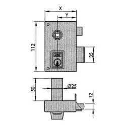 CERRADURA SOBREPONER 56-B PINTADA 60 DCHA. PERFIL