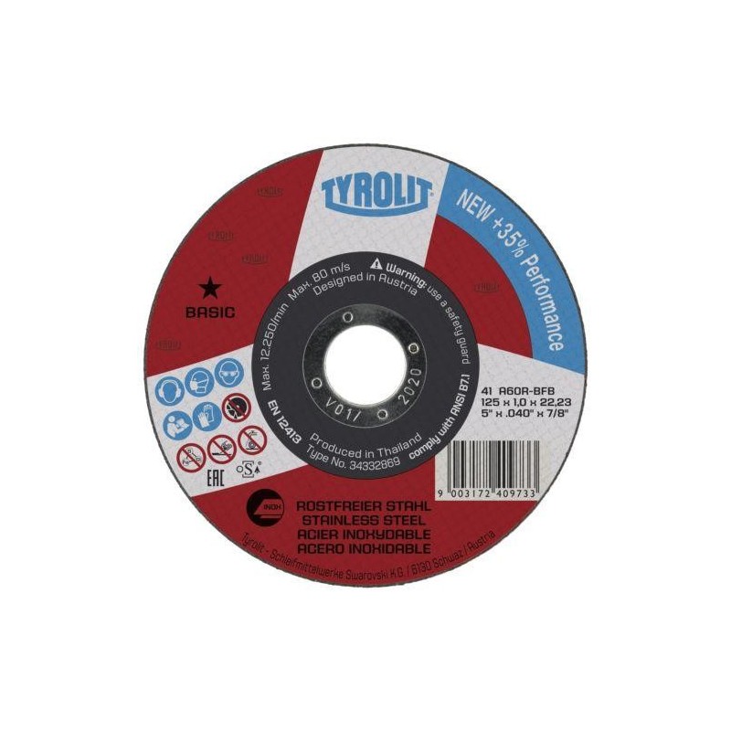 DISCO CORTE PLANO INOX BASIC 125X1X22.23 34332869