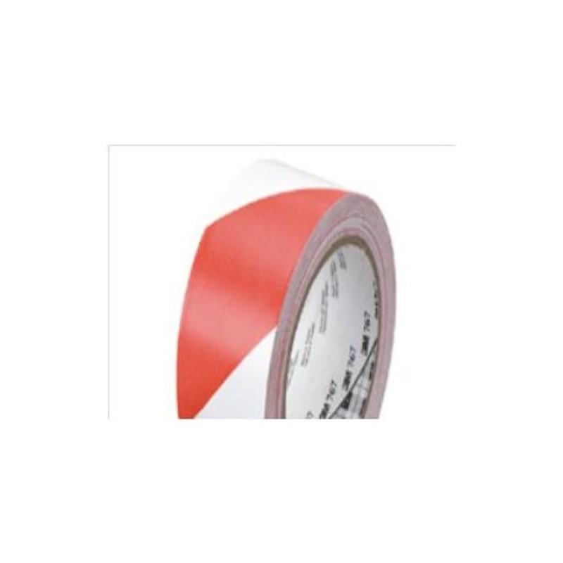 CINTA VINILO FRANJAS SEGURIDAD ROJO BLANCO 767